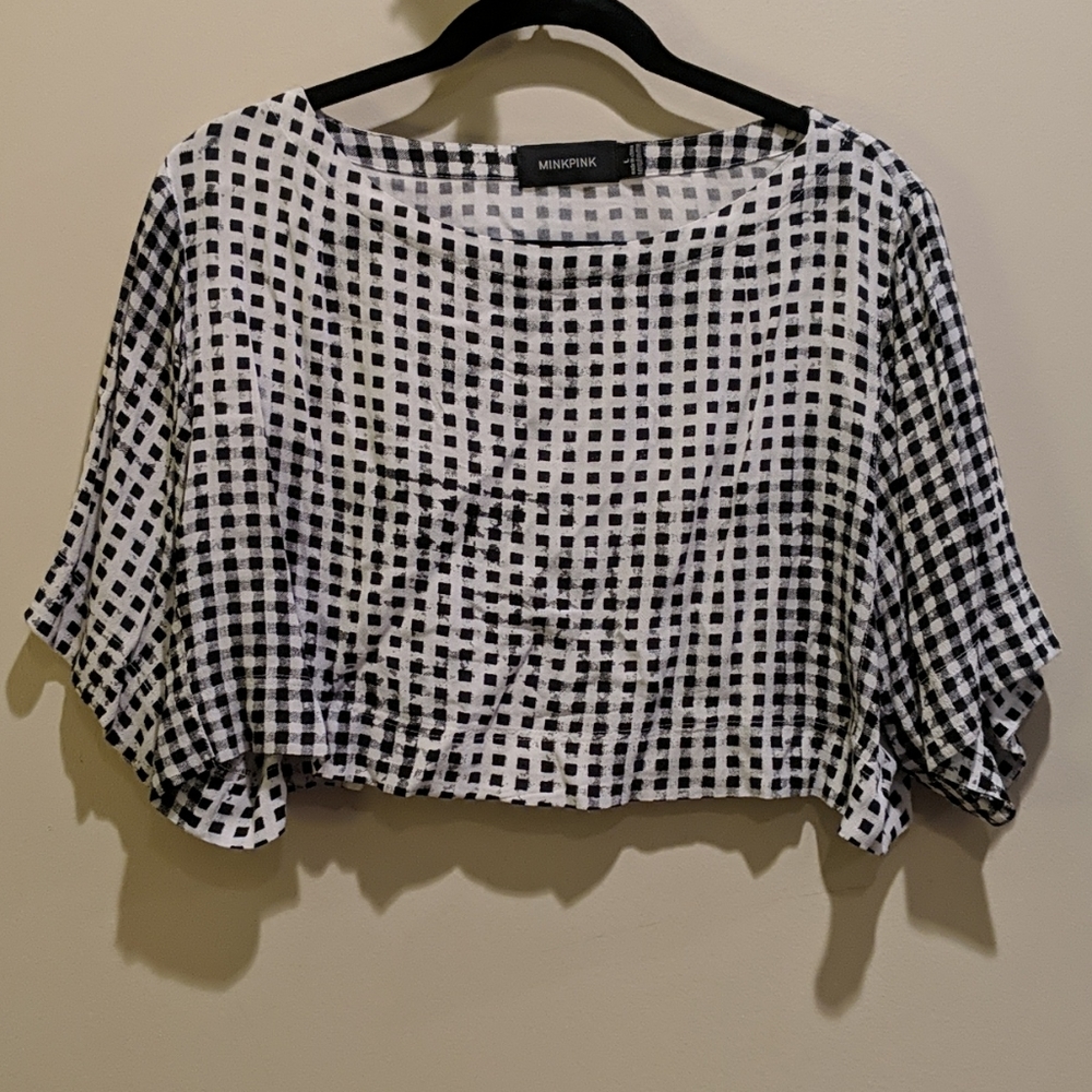 Checkered boxy MINKPINK crop top